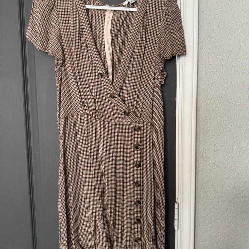 Plaid Button-Down Dress
